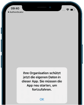 Message which confirms that the data is now protected